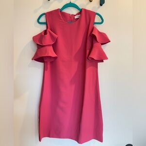 Pink Cold-Shoulder Ruffle Dress - Perfect for Special Occasions!
